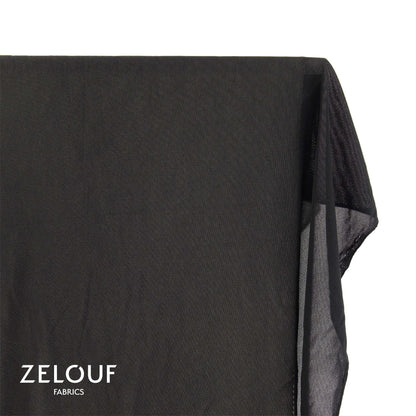 Zelouf Fabrics Black Nylon Mesh Fabric by The Yard – Stretchy, Soft Power Mesh See-Through Fabric for Costumes, Lining, DIY, Crafts, Dancewear - 1 Yard