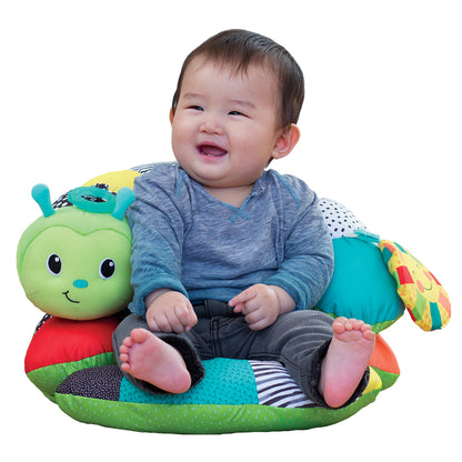 Infantino Prop-A-Pillar Tummy Time & Seated Support, Baby Floor Seat for Tummy Time & Early Sitting, Soft, Supportive, Engaging Toys, Caterpillar