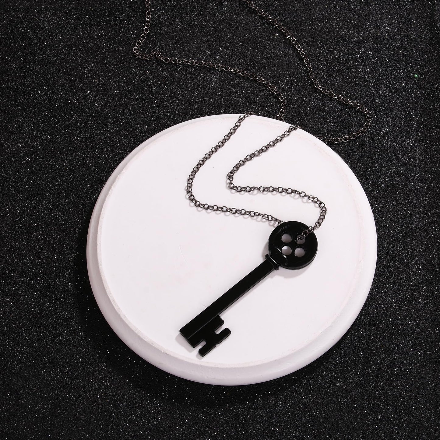 woxafo 3PCS Coraline Accessories Coraline Necklaces|Key Necklaces|Dragonfly Hair Clip for Women Men, Coraline Jewelry for Halloween Costume Cosplay Movie Props Dress Up