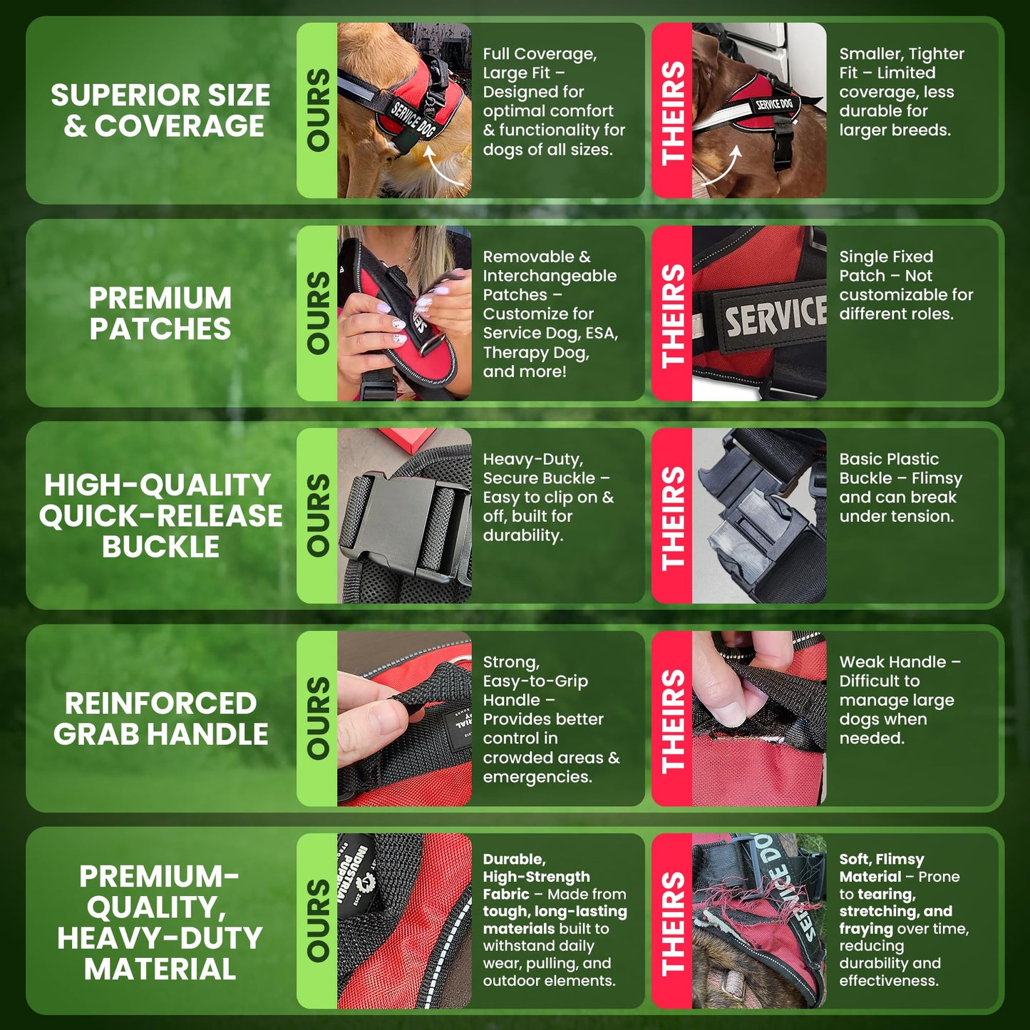 Industrial Puppy Service Dog Vest with Hook and Loop Straps & Matching Service Dog Leash Set - Harnesses from XXS to XXL - Harness Features Reflective Patch and Comfortable Mesh Design