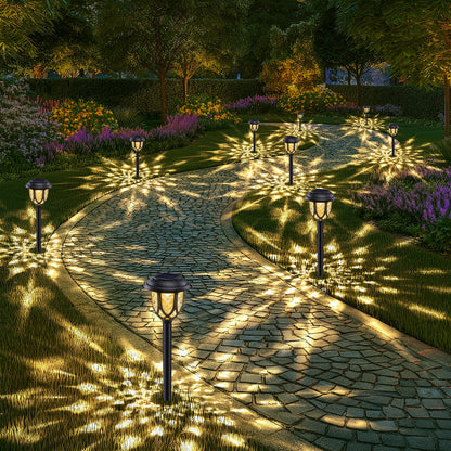 Lomotech Super Bright Solar Pathway Lights - 8 Pack Color Changing Solar Lights Outdoor Waterproof, Solar Garden Lights with Glass Design for Patio Lawn Yard Walkway Driveway (White to Warm White)