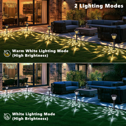Lomotech Super Bright Solar Pathway Lights - 8 Pack Color Changing Solar Lights Outdoor Waterproof, Solar Garden Lights with Glass Design for Patio Lawn Yard Walkway Driveway (White to Warm White)