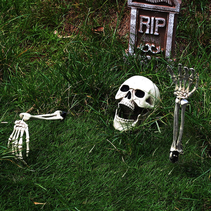 yosager Realistic Skull and Skeleton Arms Stakes, Indoor Outdoor Graveyard Best Halloween Yard Decorations