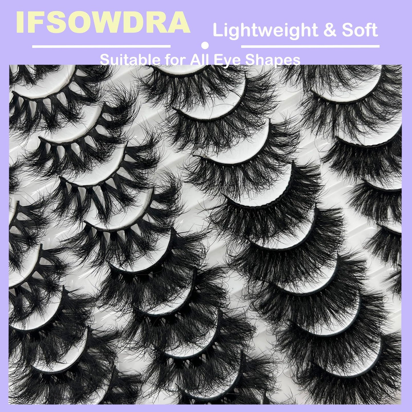 IFSOWDRA Mink Lashes Strip D Curl Volume 20/25mm Long Dramatic Lashes 3D Mink Cat Eye Eyelashes Pack, Wispy False Eyelashes Natural Look (4 Styles)