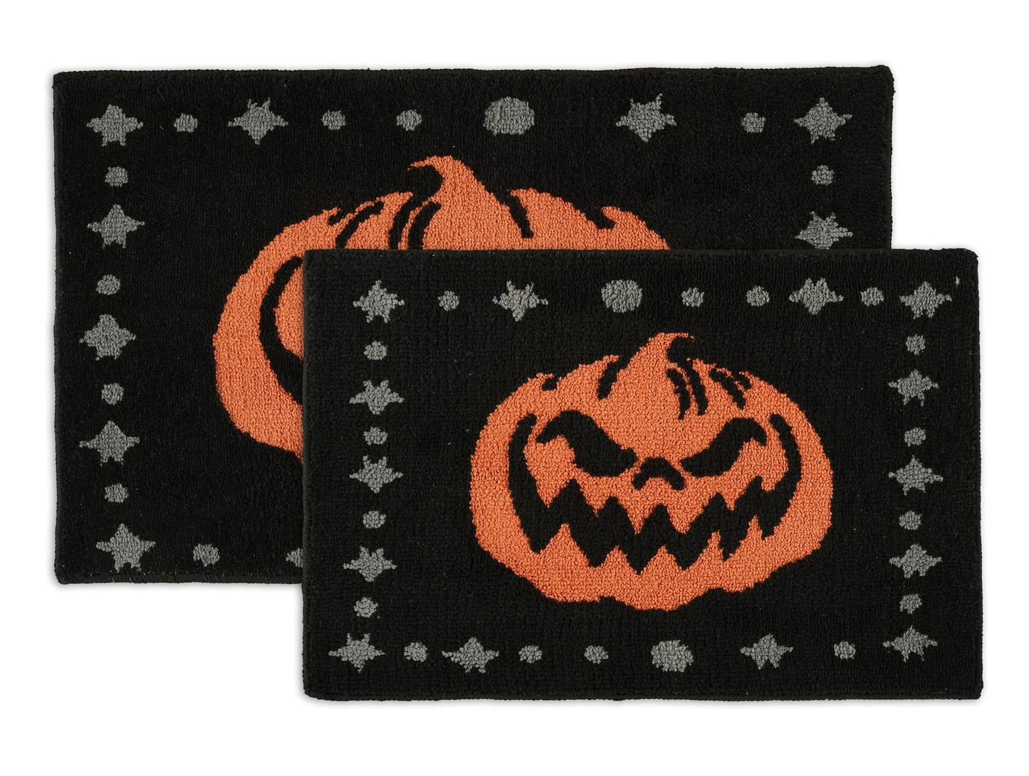 LANE LINEN Halloween 2 Pc Pumpkin-Style Bath Mats, Non Slip, Absorbent 20' x 32', Jack-O-Lantern