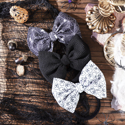 YanJie Halloween Bows for Baby Girls Elastic Nylon Headbands Toddler Girls Spider Hair Bows Ghost Hair Halloween Accessories Newborn