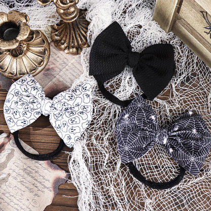 YanJie Halloween Bows for Baby Girls Elastic Nylon Headbands Toddler Girls Spider Hair Bows Ghost Hair Halloween Accessories Newborn