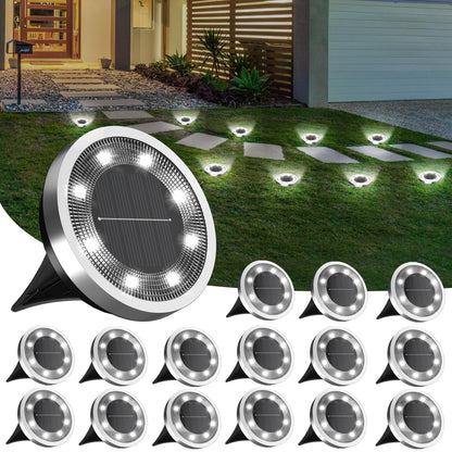 INCX Solar Ground Lights,16 Pack Solar Lights Outdoor Waterproof, Solar Garden Lights Landscape Lighting for Patio Pathway Lawn Yard Deck Driveway Walkway, Cold White
