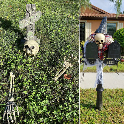 yosager Realistic Skull and Skeleton Arms Stakes, Indoor Outdoor Graveyard Best Halloween Yard Decorations
